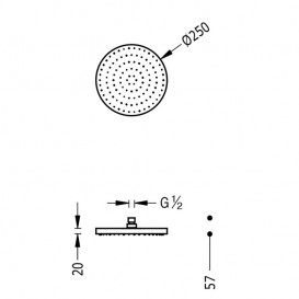 Верхний душ Tres Ø 250 мм с шарниром хром 13413726