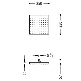 Верхній душ Tres 250х250 мм з шарніром хром 13413826