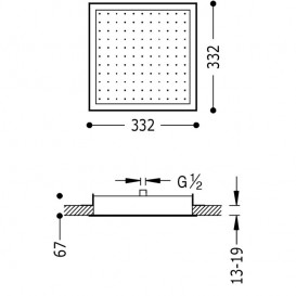 Верхний душ Tres 332х332 мм 1 тип струи хром 134714
