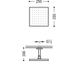 Верхний душ Tres Exclusive 250х250 мм с кронштейном хром 03412102