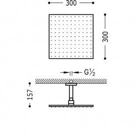 Верхній душ Tres Exclusive 300х300 мм з кронштейном хром 03483102