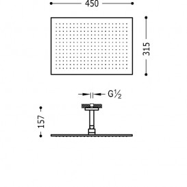 Верхній душ Tres Exclusive 450х315 мм з кронштейном хром 03443203