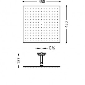 Верхній душ Tris Exclusive 450х450 мм з кронштейном хром 03443205