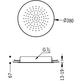 Верхний душ Tres Inox Ø 380 мм 1 тип струи белый матовый 134940BM