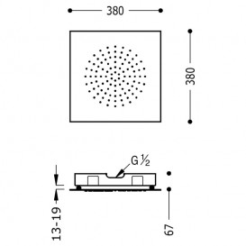 Верхній душ Tres Inox 380х380 мм 1 тип струменя хром 29995301