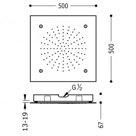 Верхний душ Tres Inox 500х500 мм 2 типа струи хром 29995401