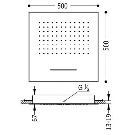 Верхний душ Tres Inox 500х500 мм 2 типа струи белый матовый 29995501BM