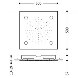 Верхній душ Tres Inox 500х500 мм хромотерапія хром 29996201