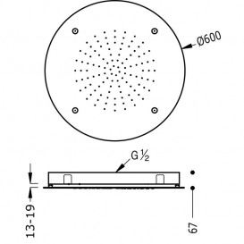 Верхний душ Tres Inox Ø 600 мм 2 типа струи хром 29995601