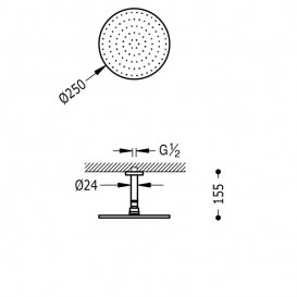 Верхний душ Tres Showers Ø 250 мм с кронштейном хром 134221