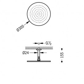 Верхний душ Tres Showers Ø 300 мм с кронштейном хром 134331
