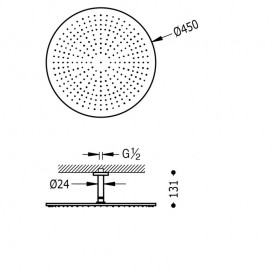 Верхній душ Tres Showers Ø 450 мм з кронштейном хром 29943204