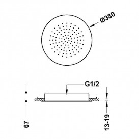 Верхний душ Tres встраиваемый Ø 380 мм нержавеющая сталь розовое золото 134940OP