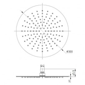 Верхний душ Volle 300 мм латунь хром 16008102