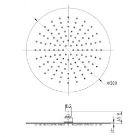 Верхний душ Volle без кронштейна круглый 30 см черный матовый 16008105