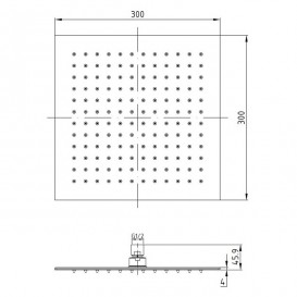 Лейка для верхнего душа Volle без кронштейна квадратный 30 см черный матовый 16008106