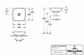 Раковина для ванной накладная Villeroy&Boch коллекция Loop&Friends белая 51491101