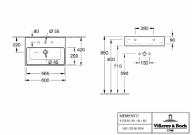 Раковина для ванної підвісна з вішалкою Villeroy & Boch колекція Memento біла 51336001