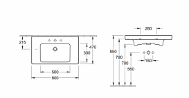 Раковина для ванной подвесная умывальник-столешница Villeroy&Boch коллекция белая 74899101