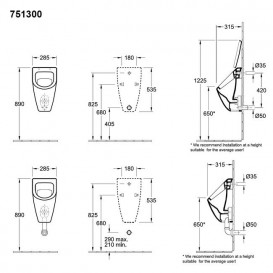 Пісуар механічний Villeroy & Boch колекція Subway без кришки 75130001