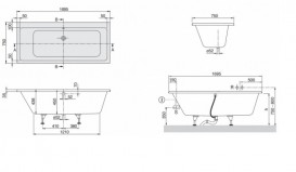 Ванна акриловая прямоугольная Villeroy&Boch коллекция Subway 170x75х45 UBA170SUB2V-01