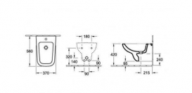 Биде подвесное Villeroy&Boch коллекция Joyce 56х37х42 с переливом 54070001