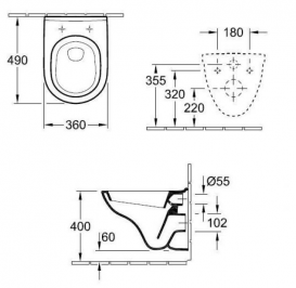 Унітаз підвісний Villeroy & Boch O.Novo 5688H101 + Сидіння + Інсталяція ViConnect 92246100 + Кнопка змиву 92249061
