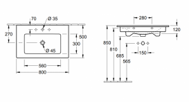 Раковина для ванной на тумбу Villeroy&Boch коллекция Venticello белая 41048L01