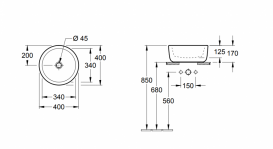 Раковина для ванної накладна Villeroy & Boch колекція Architectura біла 41254001