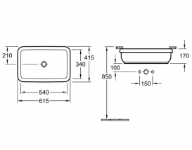 Раковина для ванної вбудована Villeroy & Boch колекція Architectura біла 41776001