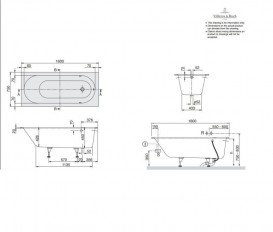 Villeroy&Boch Ванна 160х75 Oberon UBQ160OBE2V-01