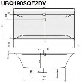 Villeroy&Boch Ванна 190х90 Squaro Edge UBQ190SQE2DV-01