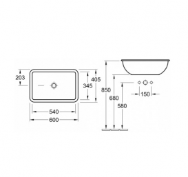 Раковина для ванной встраиваемая Villeroy&Boch коллекция Loop&Friends белая 61450001