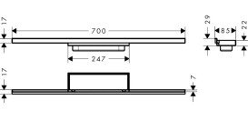 Внешняя часть водосточного желоба Hansgrohe RainDrain Minimalistic 700 мм нержавеющая сталь 56219000