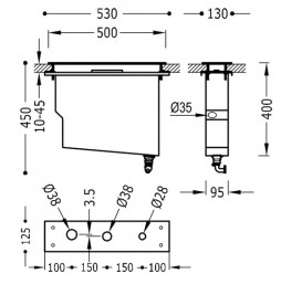 Внутренний комплект для установки смесителя на борт ванны Tres хром 20224501