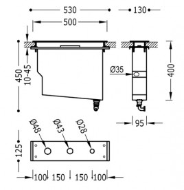 Внутренний комплект для установки смесителя на борт ванны Tres хром 162245