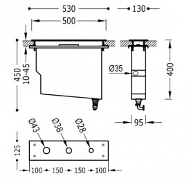 Внутренний комплект для установки смесителя на борт ванны Tres хром 20324501
