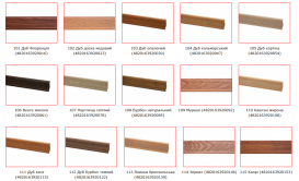 Внутрішній кут на плінтус San Decor з двох частин ПВХ палітра на вибір ВУДххх