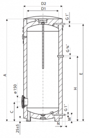Водонагреватель электрический накопительный Drazice OKCE 1000 S/1 MPa напольный вертикальный 105513033