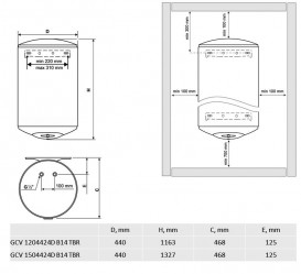 Водонагрівач електричний накопичувальний Tesy Anticalc 120 л GCV 1204424D B14 TBR