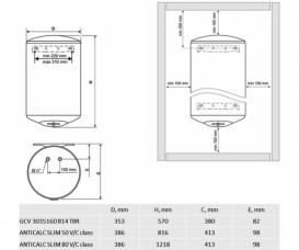 Водонагрівач електричний накопичувальний Tesy Anticalc Slim 50 л Anticalc slim 50 V, class C
