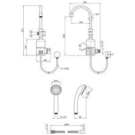 Водонагрівач проточний Kroner KRM Volt-CW190WMDS з краном та душовим гарнітуром хром/білий CV023247