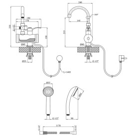 Водонагрівач проточний Kroner KRM Volt-CW191MDS із краном та душовим гарнітуром хром/білий CV023248