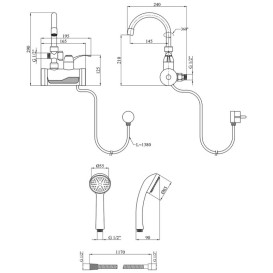Водонагрівач проточний Kroner KRM Volt-CW191WMDS із краном та душовим гарнітуром хром/білий CV023249