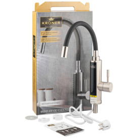 Проточний водонагрівач Kroner KRP Volt-ESG087RSS з краном нікель CV023251