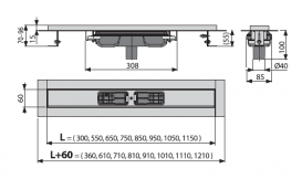 Водоотводящий желоб AlcaPlast Low с порогами для перфорированной решетки APZ1101-750