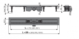 Водоотводящий желоб AlcaPlast Optimal с порогами из нержавеющей стали APZ22-750