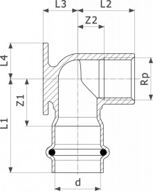 Водорозетка Viega Sanpress Inox G 0225.5 з SC-Contur 22хRp¾ нержавіюча сталь 493974