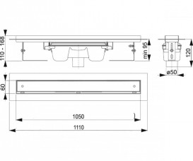 Ринва AlcaPlast APZ1007 Floor 1050 мм з гратами APZ1007-1050