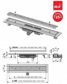 Водосточный желоб AlcaPlast APZ111 850 мм с решеткой Antivandal APZ111-850L